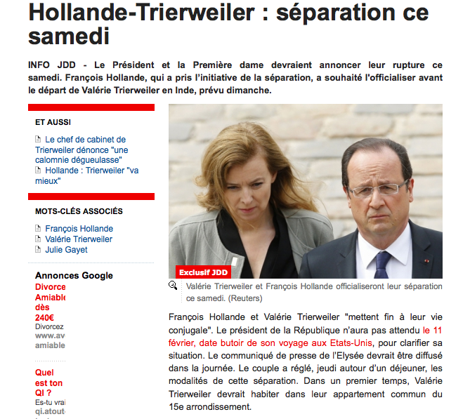 Hollande Trierweiler Séparation