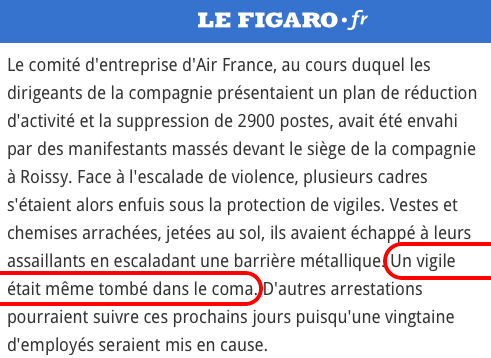 Vil dans le coma Air France