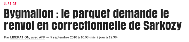 Bygmalion : le parquet demande le renvoi en correctionnelle de Sarkozy